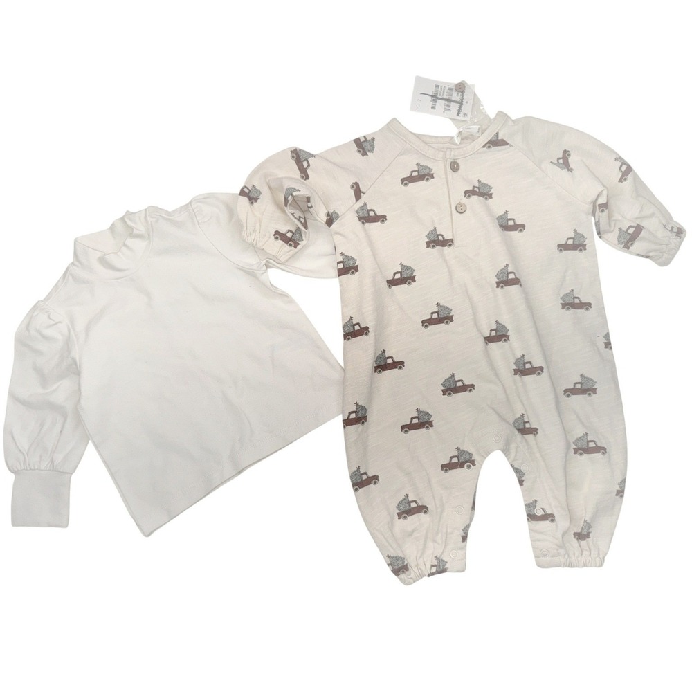 Red Truck Baby Outfit Lot 0–3M Romper NWT + 3–6M Top Unisex Bundle